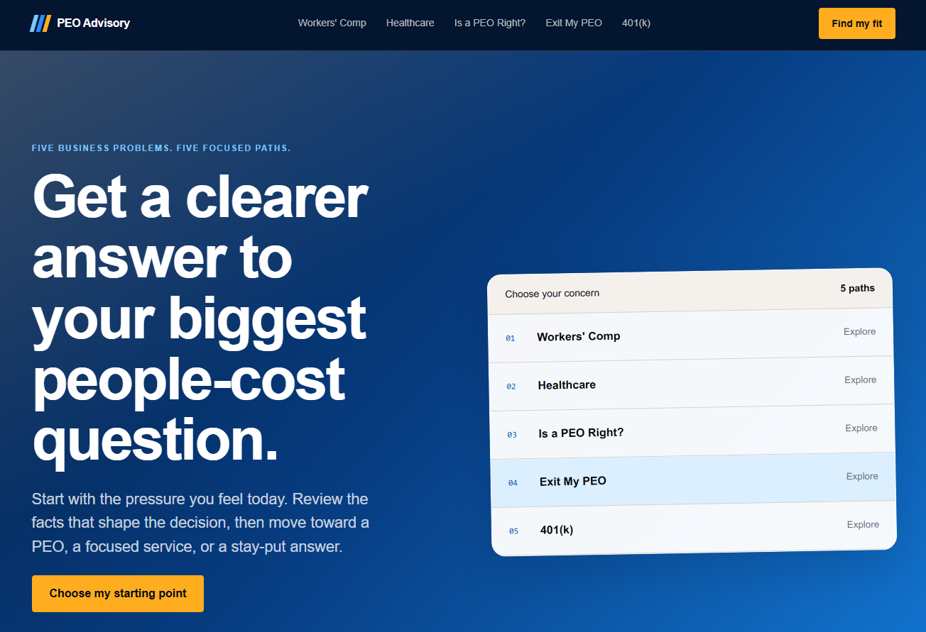 The Funnel broker website with five lead qualification paths